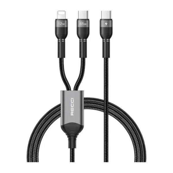كيبل Recci Skyline PD 65W 2 في 1 Type-C و Lightning RTC-T16
