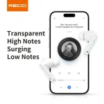 Recci REP-W88 Wireless Earphones with Active Noise Cancellation (ANC) - White - Image 3