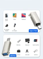 ⁦محول Joyroom S-H151 USB-C إلى USB-A (أنثى) مع فتحة حبل، فضي⁩ - الصورة ⁦7⁩
