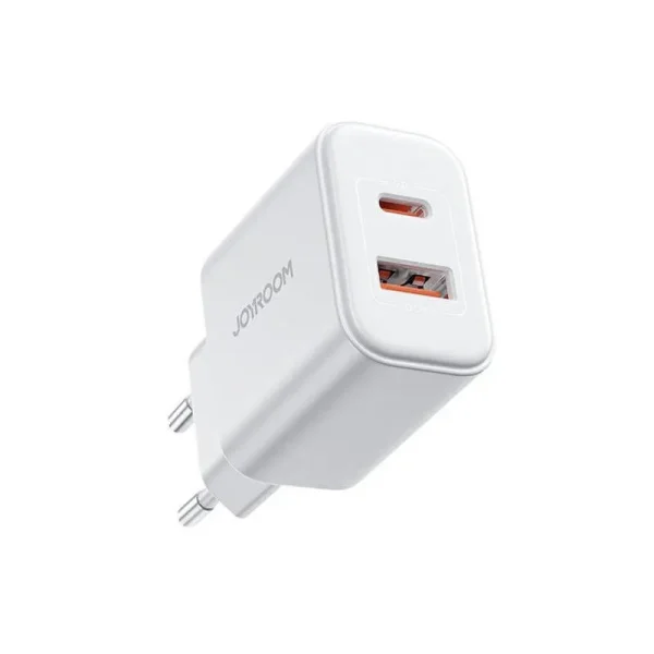 شاحن حائط Joyroom JR-TCF05 سريع مزدوج المنفذ 20 واط USB-C / USB-A - أبيض