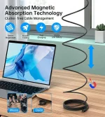 CHOETECH-XCC-1054-100W Magnetic USB-C to USB-C Cable - Black - Image 3