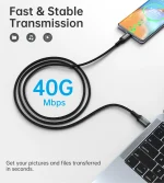 CHOETECH -XCC-1040-240W-USB-C 4 Gen 3 Cable - Versatile Speed ​​and Compatibility - Gray - Image 10