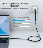 CHOETECH -XCC-1040-240W-USB-C 4 Gen 3 Cable - Versatile Speed ​​and Compatibility - Gray - Image 6