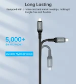 CHOETECH -XCC-1040-240W-USB-C 4 Gen 3 Cable - Versatile Speed ​​and Compatibility - Gray - Image 7