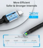 CHOETECH -XCC-1040-240W-USB-C 4 Gen 3 Cable - Versatile Speed ​​and Compatibility - Gray - Image 5
