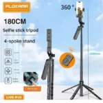 ⁦عصا سيلفي ثلاثية القوائم Plokama Live P10 Pro بارتفاع 180 سم – أسود⁩ - الصورة ⁦2⁩