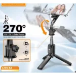 PLOKAMA K5 3-in-1 Selfie Stick – Tripod with Bluetooth, LED Light & Wireless Remote Control – Black - Image 4