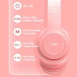 Cute Cat Ear Kids Bluetooth Headphones – Wireless, Over-Ear, Stereo Sound, Foldable with LED Lights for Girls – Pink - Image 8