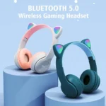 Cute Cat Ear Kids Bluetooth Headphones – Wireless, Over-Ear, Stereo Sound, Foldable with LED Lights for Girls – Pink - Image 2
