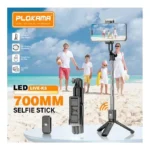 PLOKAMA K5 3-in-1 Selfie Stick – Tripod with Bluetooth, LED Light & Wireless Remote Control – Black - Image 6
