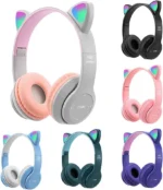 Cute Cat Ear Kids Bluetooth Headphones – Wireless, Over-Ear, Stereo Sound, Foldable with LED Lights for Girls – Pink - Image 3