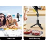 PLOKAMA K5 3-in-1 Selfie Stick – Tripod with Bluetooth, LED Light & Wireless Remote Control – Black - Image 8