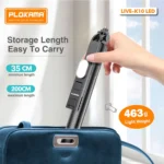 ⁦حامل ثلاثي لعصا سيلفي Plokama Live K10 pro مزود بإضاءة LED وجهاز تحكم بلوتوث – ارتفاع 200 سم – أسود⁩ - الصورة ⁦4⁩