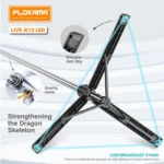 ⁦حامل ثلاثي لعصا سيلفي Plokama Live K10 pro مزود بإضاءة LED وجهاز تحكم بلوتوث – ارتفاع 200 سم – أسود⁩ - الصورة ⁦5⁩