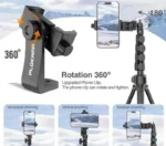 Plokama PK-996 Aluminum Alloy Tripod with Ring Light & Remote Control – Compatible with Smartphones, GoPro & Cameras - Image 3