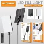 PLOKAMA Live P24 – مصباح رينج لايت LED احترافي لإضاءة التصوير والفيديو والبث المباشر
