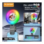 ⁦إضاءة سيلفي PLOKAMA U20 Pro – حلقة LED RGB متعددة الأوضاع – أسود⁩ - الصورة ⁦5⁩