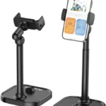 Plokama DT-80 Desk Phone & Tablet Holder – 360° Adjustable Rotating Stand for Hands-Free Viewing, Live Streaming & Office Use