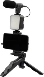 PLOKAMA PK-771 – 5-in-1 Video Camera Rig with U-Shape Handle, Dual LED Lights, Microphone & Smartphone Holder