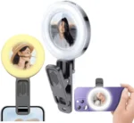 u20 Mini Upgraded Ring Light with Clip & Portable LED for Mobile – 4 Adjustable Color Lighting Modes for Selfies, Makeup & Vlogging