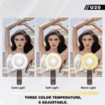 u20 Mini Upgraded Ring Light with Clip & Portable LED for Mobile – 4 Adjustable Color Lighting Modes for Selfies, Makeup & Vlogging - Image 2