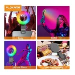 ⁦إضاءة سيلفي PLOKAMA U20 Pro – حلقة LED RGB متعددة الأوضاع – أسود⁩ - الصورة ⁦8⁩