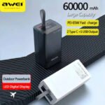 ⁦باور بانك Awei P171K – سعة 60000 مللي أمبير – شحن سريع 65 واط – بشاشة LED ومنفذي Type-C⁩ - الصورة ⁦6⁩