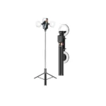 Plokama Live K9 Mobile Tripod with LED Light – 170cm Adjustable Stand – Black