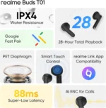 realme Buds T01 True Wireless Earbuds - 13mm Dynamic Bass Driver & AI ENC - Image 9